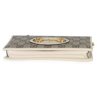 Gucci White GG Supreme Monogram Azalea Calfskin Horsebit 1955 Wallet On Chain Handbag stamp