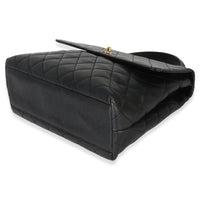 Chanel Vintage Black Quilted Caviar Kelly Top Handle Handbag Handbag box