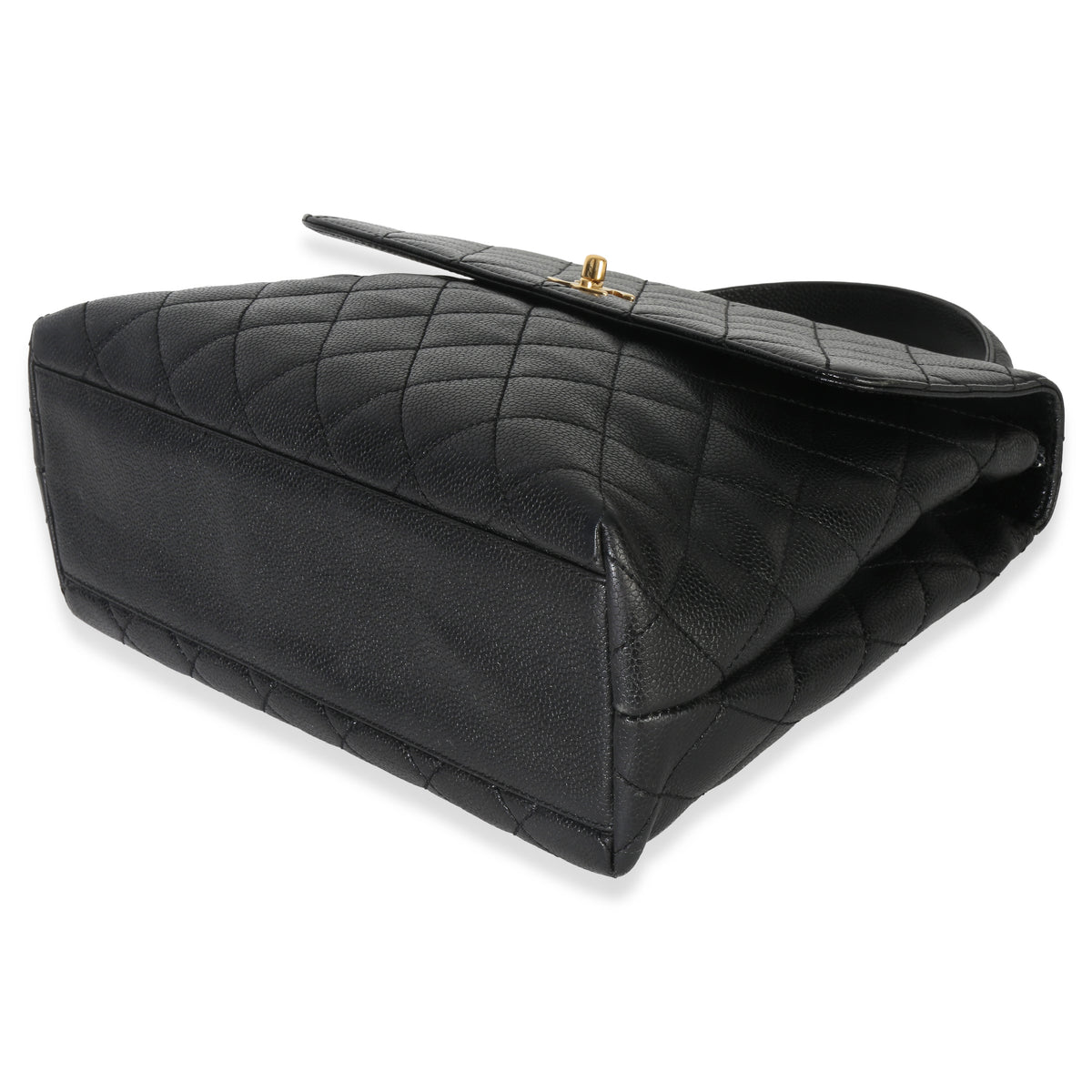 Chanel Vintage Black Quilted Caviar Kelly Top Handle Handbag Handbag box