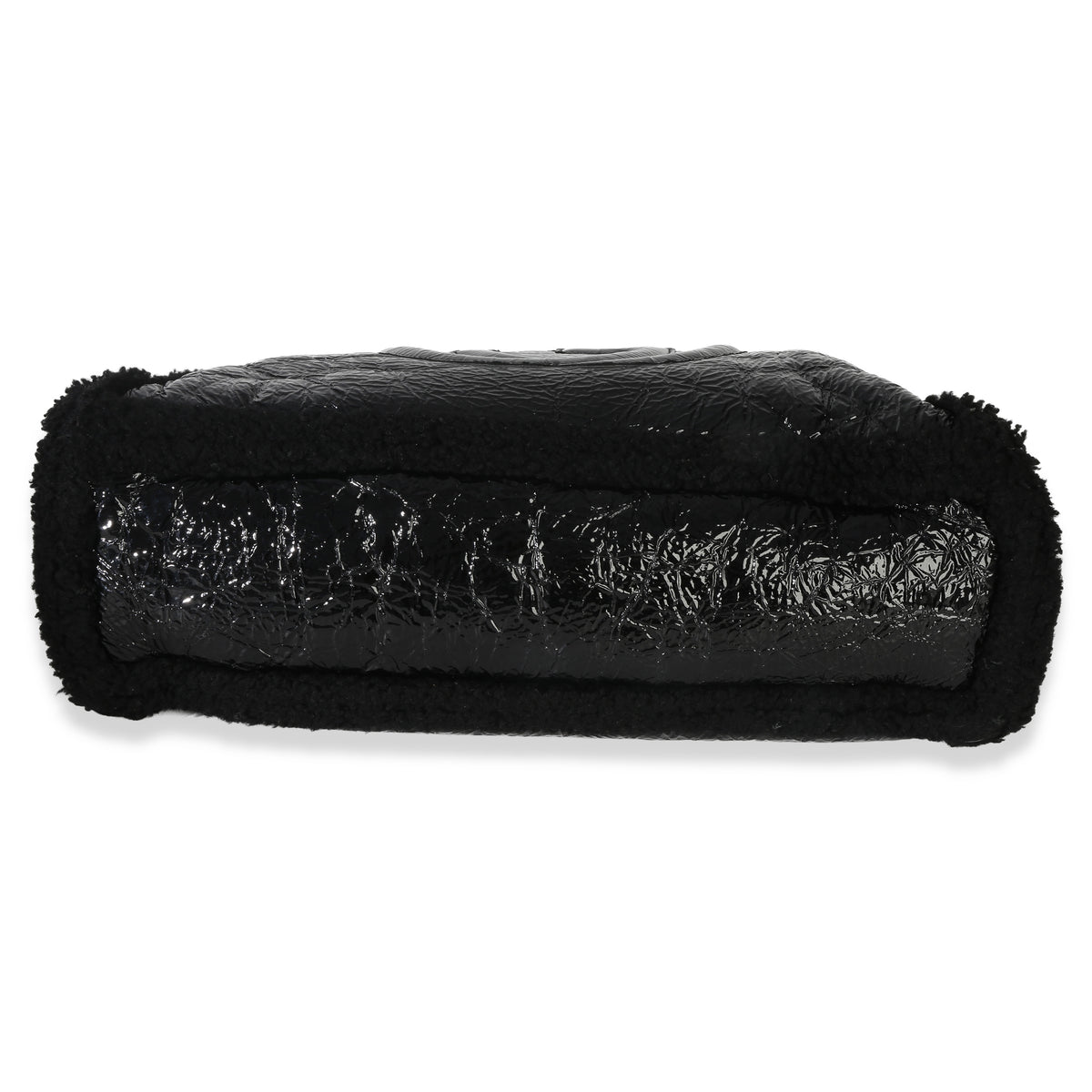 Gucci Black Patent Shearling Medium Soho Hobo Handbag stamp