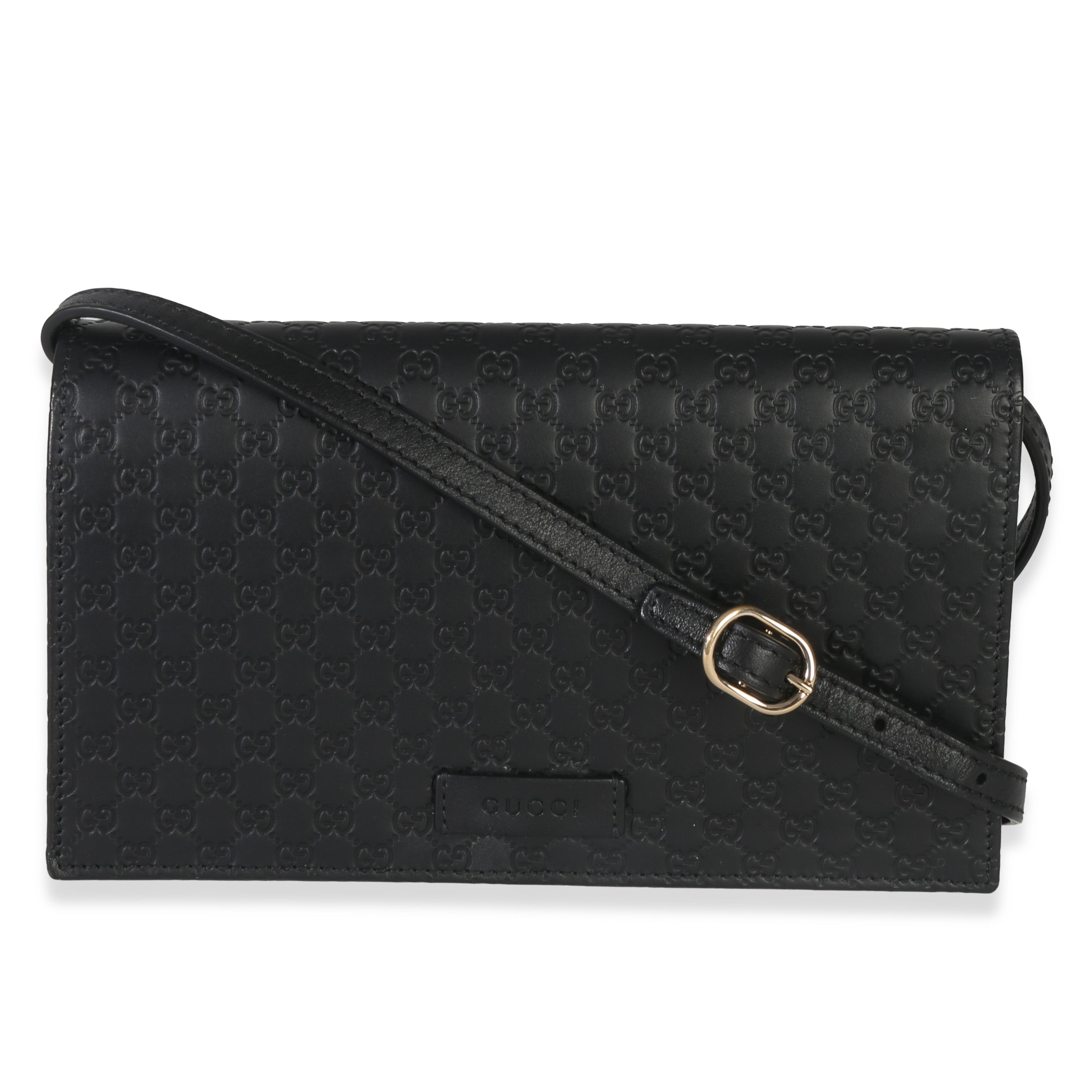 Gucci Black Microguccissima Crossbody Wallet Handbag fv