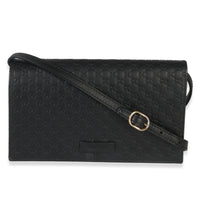 Gucci Black Microguccissima Crossbody Wallet Handbag fv
