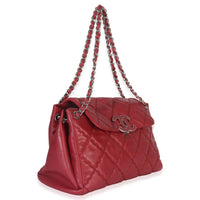 Chanel Red Quilted Lambskin Hampton Large Flap Bag Handbag pv