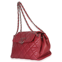 Chanel Red Quilted Lambskin Hampton Large Flap Bag Handbag sv