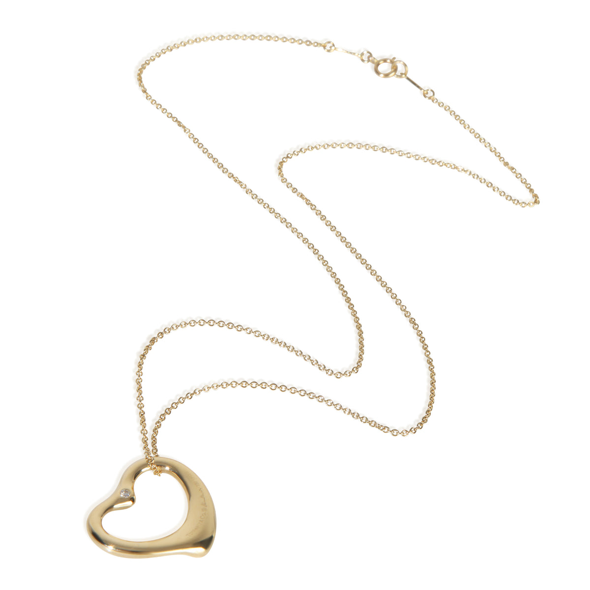 Tiffany & Co. Yellow Gold Diamond Elsa Peretti Open Heart Pendant bv