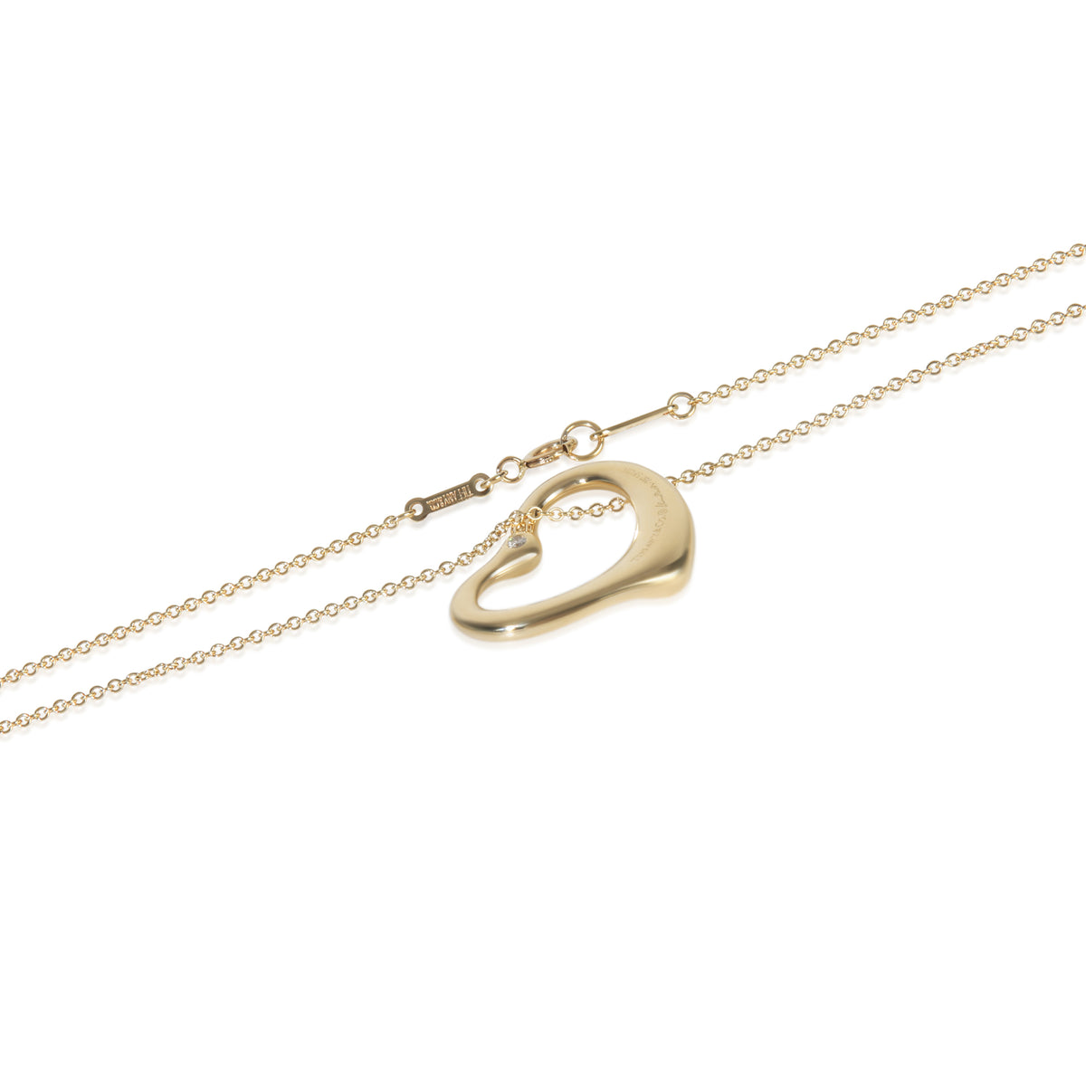 Tiffany & Co. Yellow Gold Diamond Elsa Peretti Open Heart Pendant pv