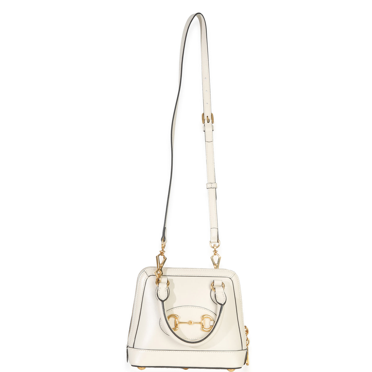 Gucci White Smooth Leather Small 1955 Horsebit Top Handle Bag Handbag av