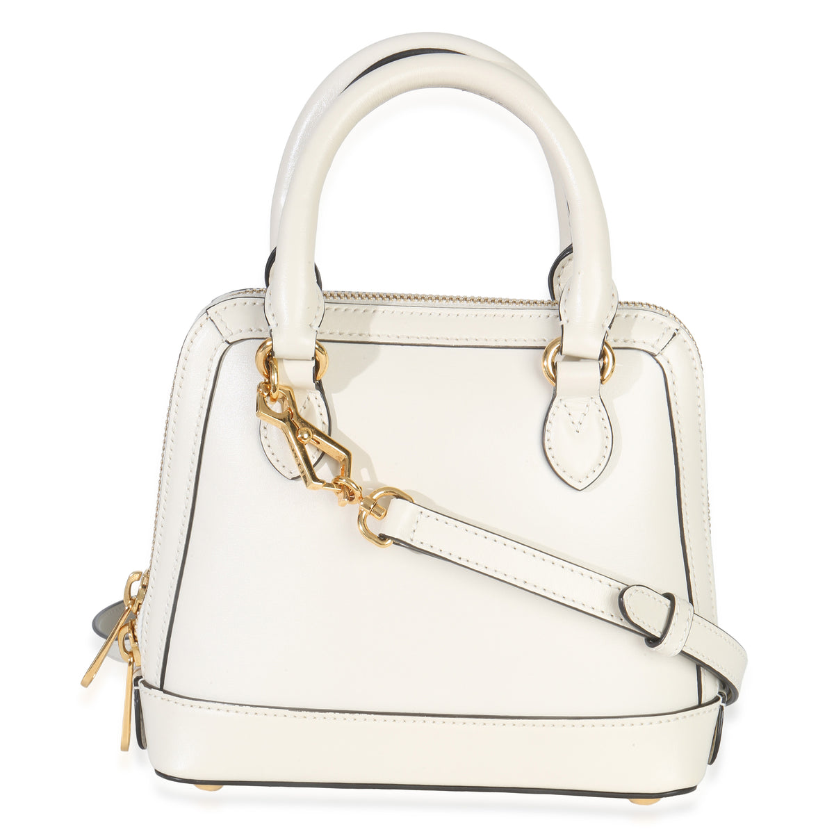 Gucci White Smooth Leather Small 1955 Horsebit Top Handle Bag Handbag bv