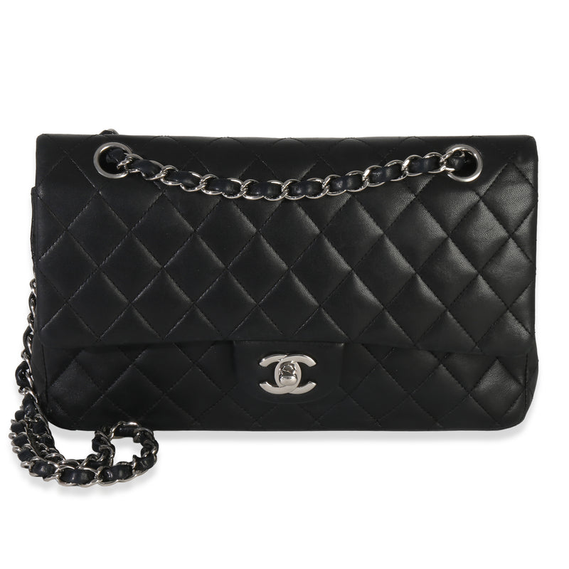 Chanel Black Quilted Lambskin Medium Classic Double Flap Bag Handbag fv