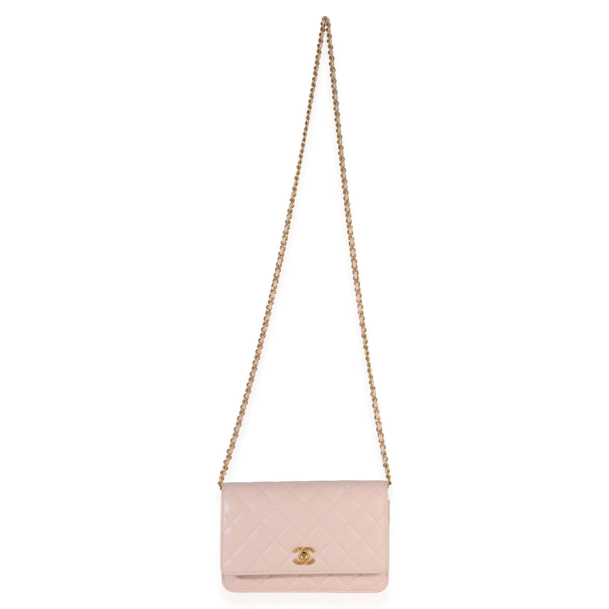 Chanel Pink Quilted Lambskin CC Pearl Crush Wallet On Chain Handbag av