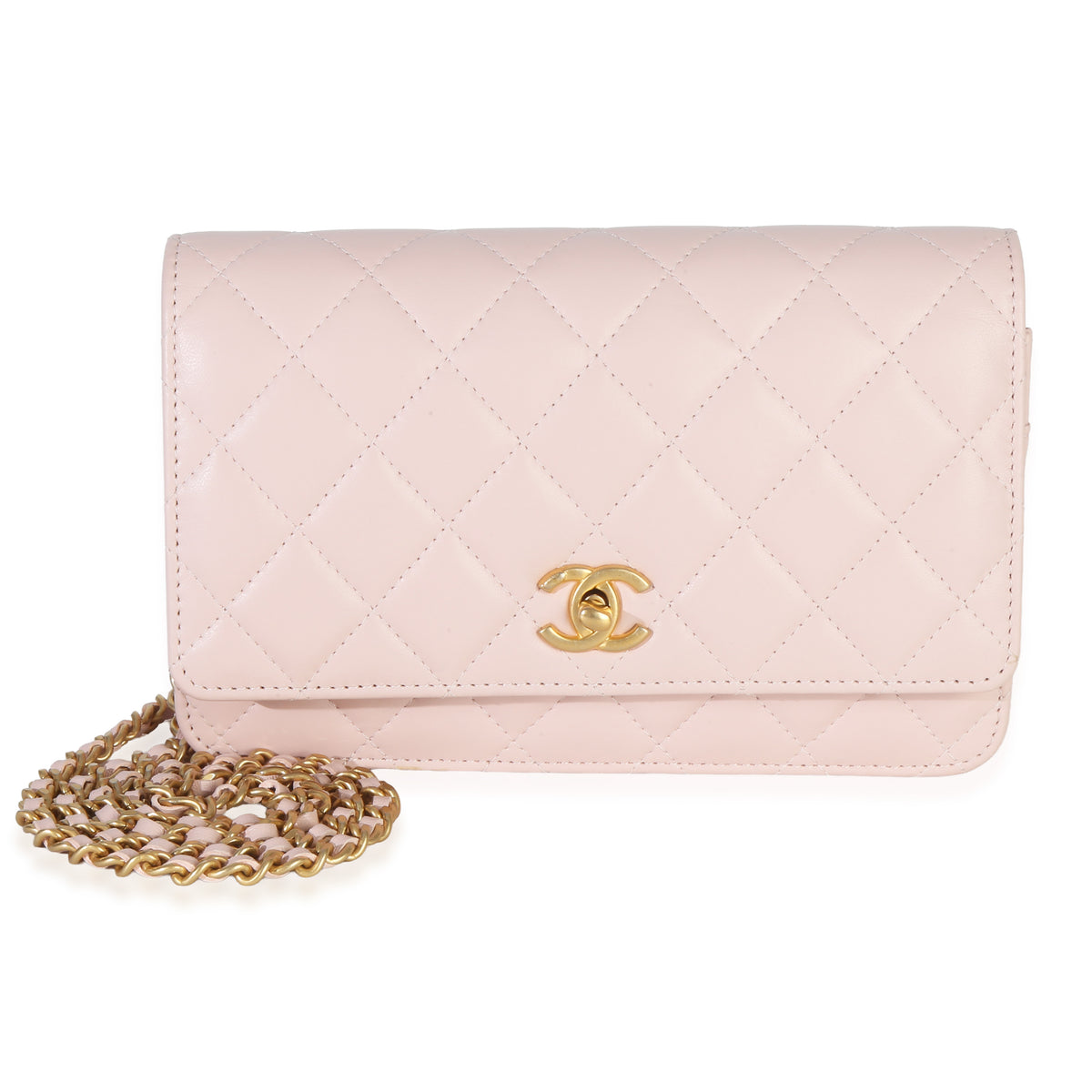 Chanel Pink Quilted Lambskin CC Pearl Crush Wallet On Chain Handbag id