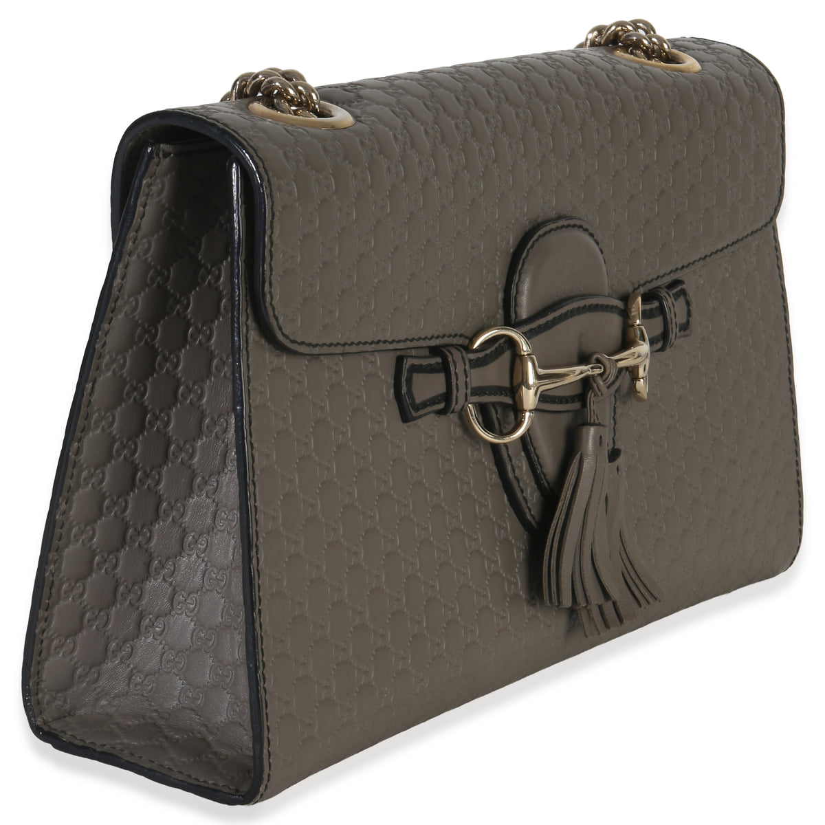 Gucci Grey ssima Emily Leather Medium Chain Shoulder Bag Handbag pv