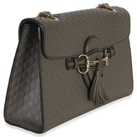 Gucci Grey ssima Emily Leather Medium Chain Shoulder Bag Handbag pv