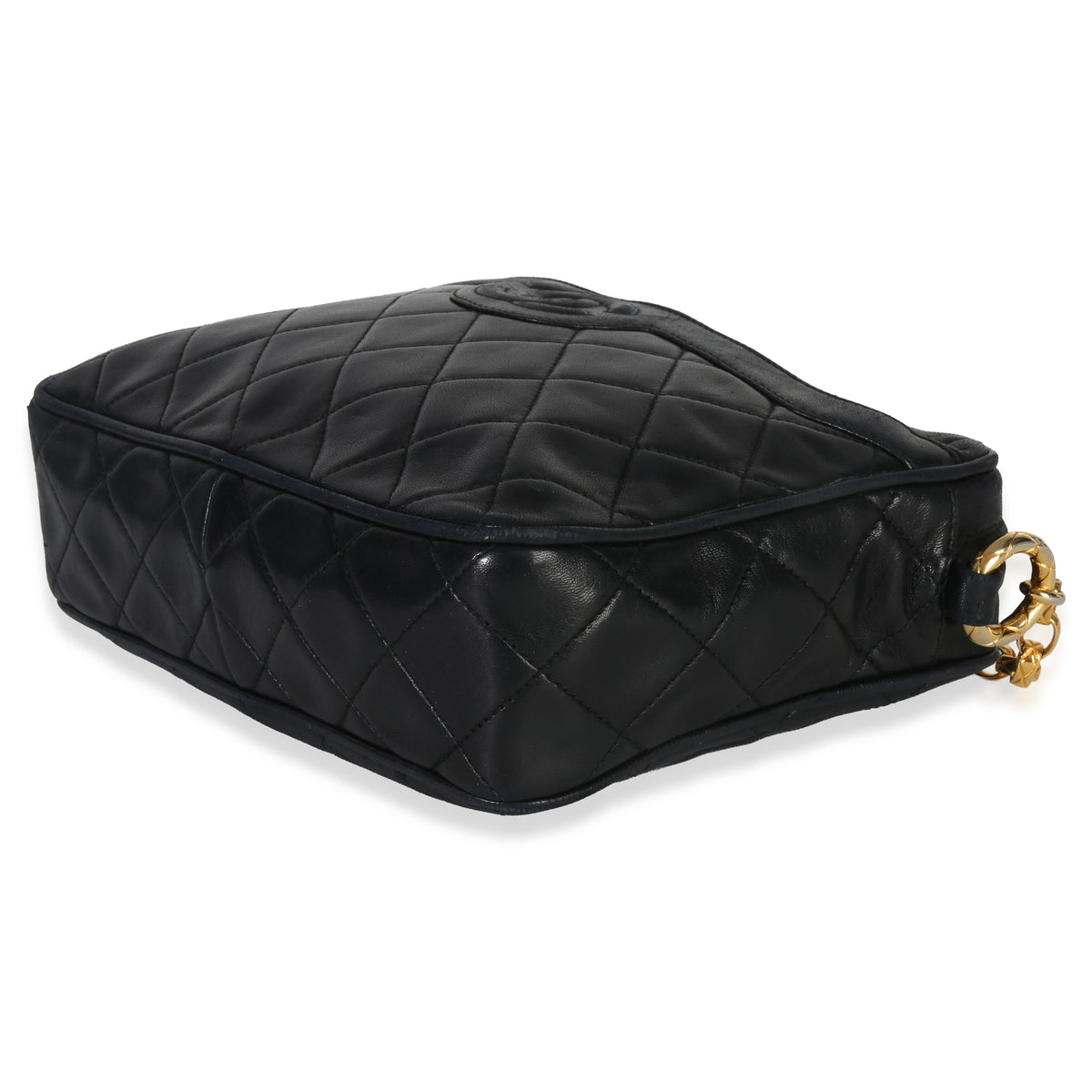 Chanel Vintage Black Quilted Lambskin Small Tassel Camera Bag Handbag box