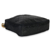 Chanel Vintage Black Quilted Lambskin Small Tassel Camera Bag Handbag clasp