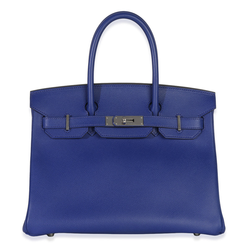 Hermès Bleu Electrique Epsom Birkin 30 PHW Handbag fv