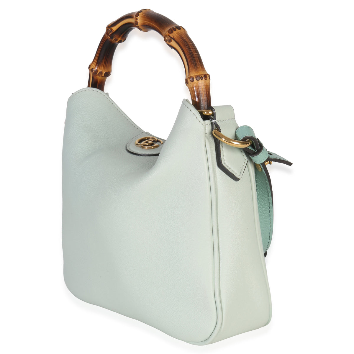 Gucci Mint Green Calfskin Bamboo Small Diana Shoulder Bag Handbag pv