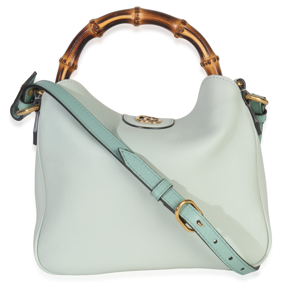 Gucci Mint Green Calfskin Bamboo Small Diana Shoulder Bag Handbag sv