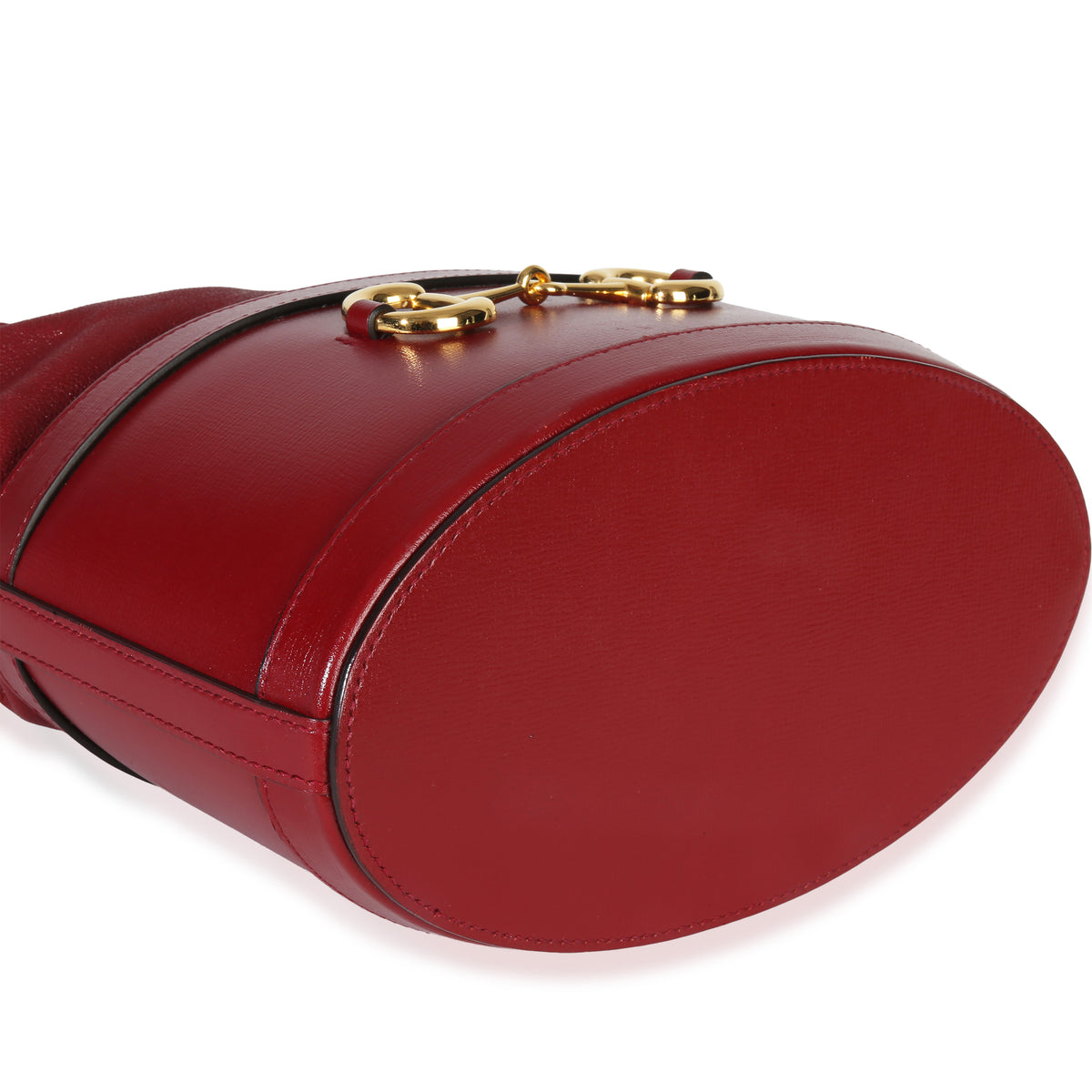 Gucci Red Calfskin Horsebit 1955 Drawstring Bucket Bag Handbag clasp