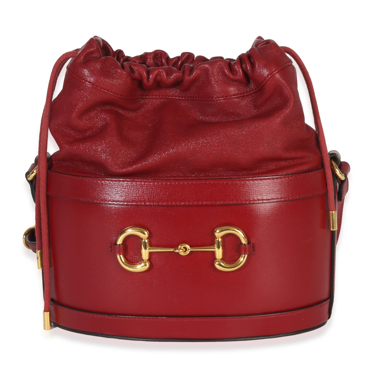 Gucci Red Calfskin Horsebit 1955 Drawstring Bucket Bag Handbag id