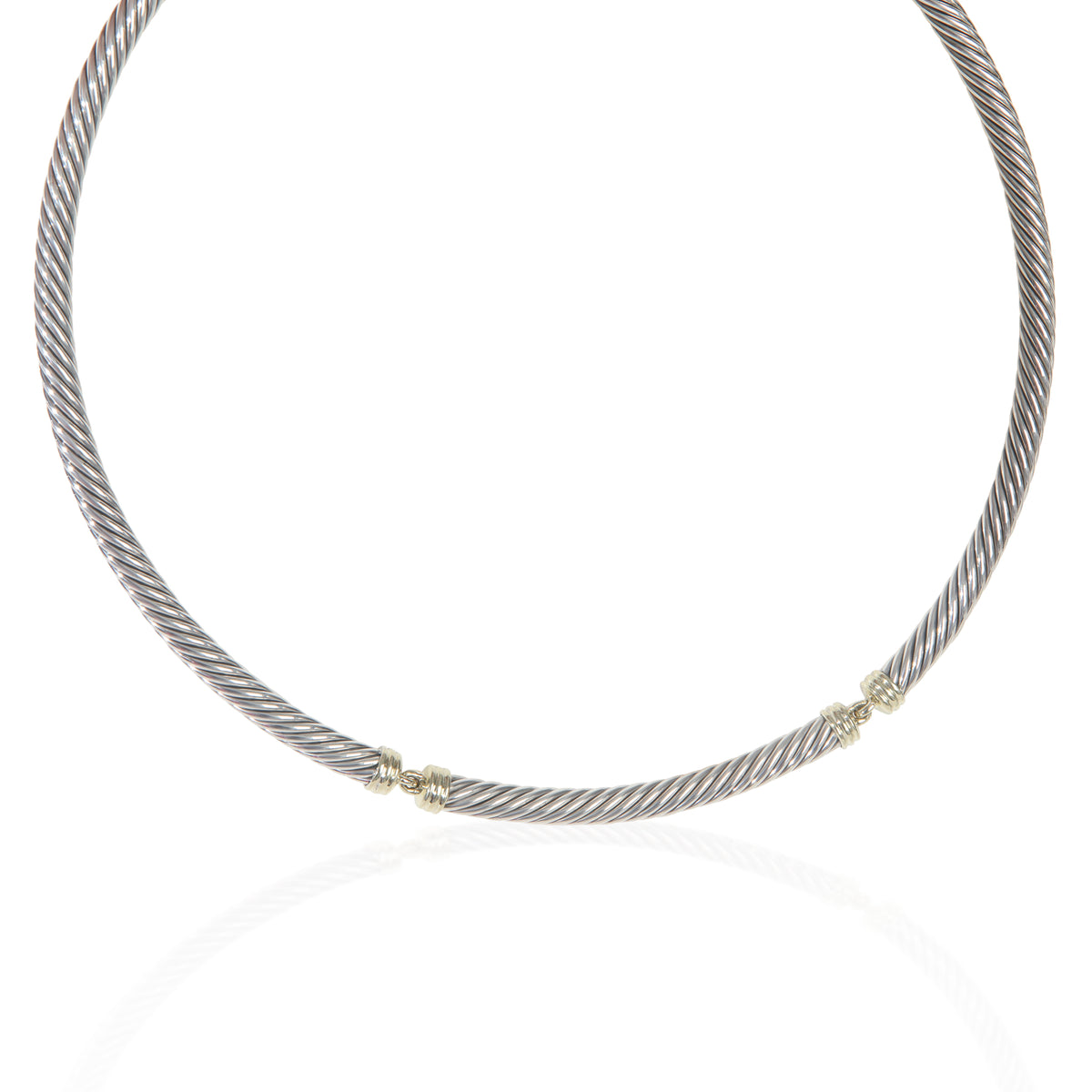 David Yurman Yellow Gold & Sterling Silver  Metro Cable Necklace fv