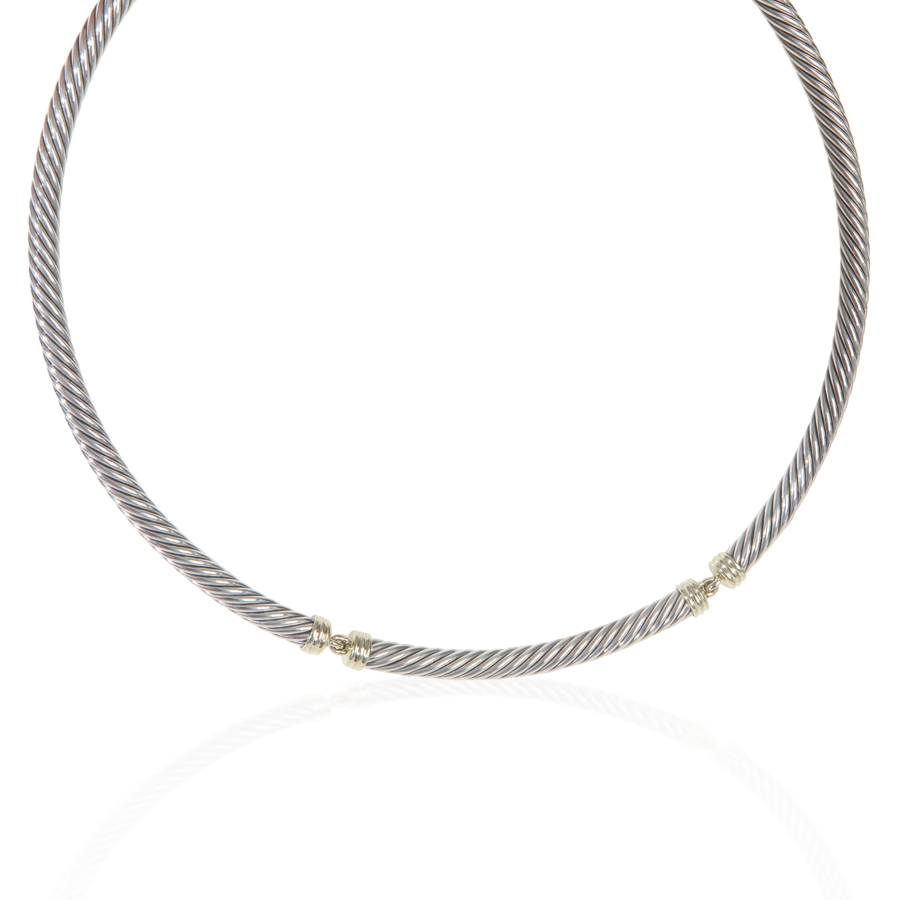 David Yurman Yellow Gold & Sterling Silver  Metro Cable Necklace fv