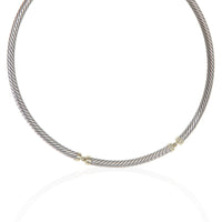David Yurman Yellow Gold & Sterling Silver  Metro Cable Necklace fv