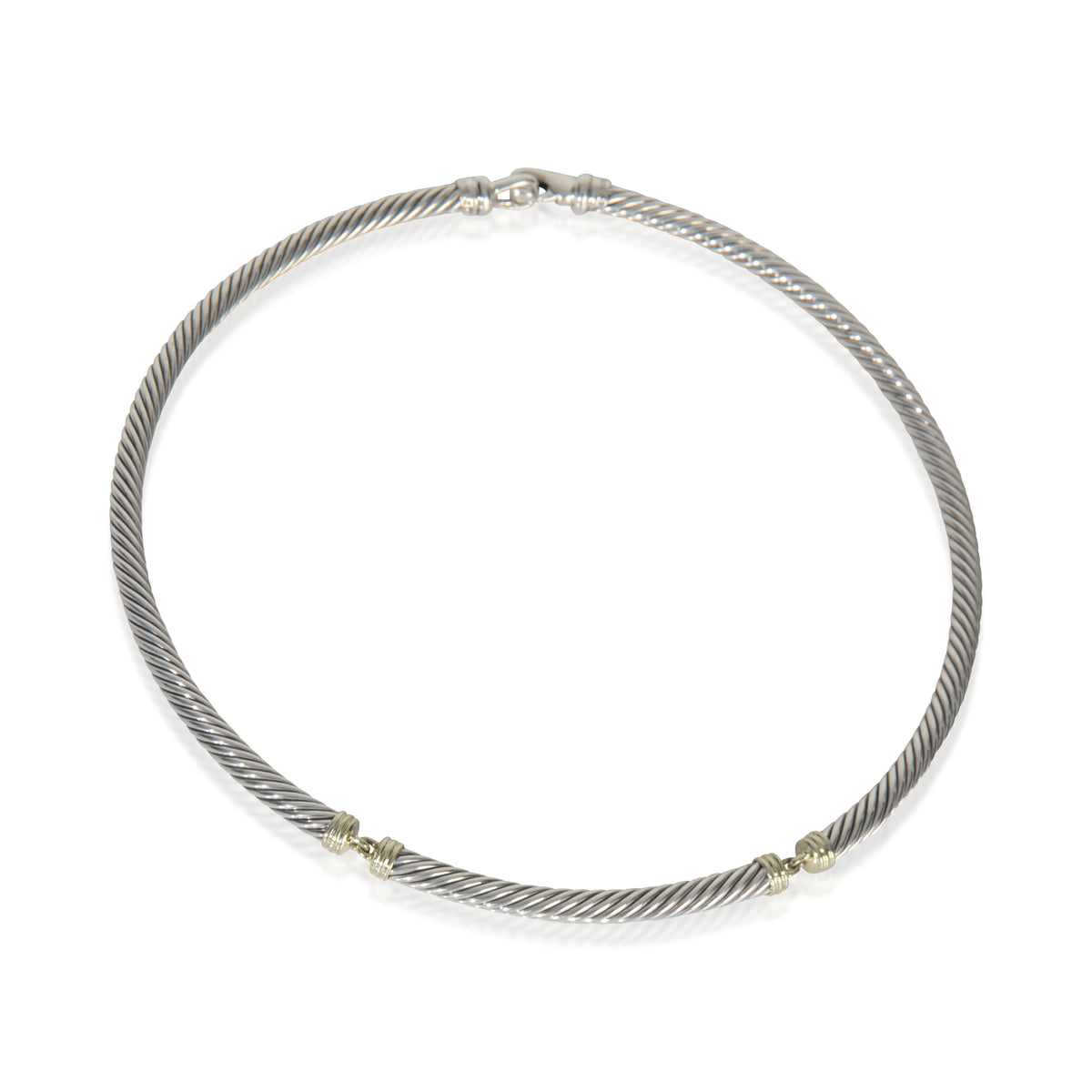 David Yurman Yellow Gold & Sterling Silver  Metro Cable Necklace pv