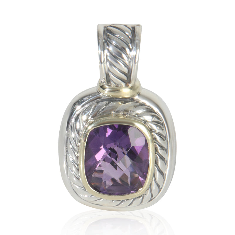 David Yurman Yellow Gold & Sterling Silver Amethyst Albion Pendant fv