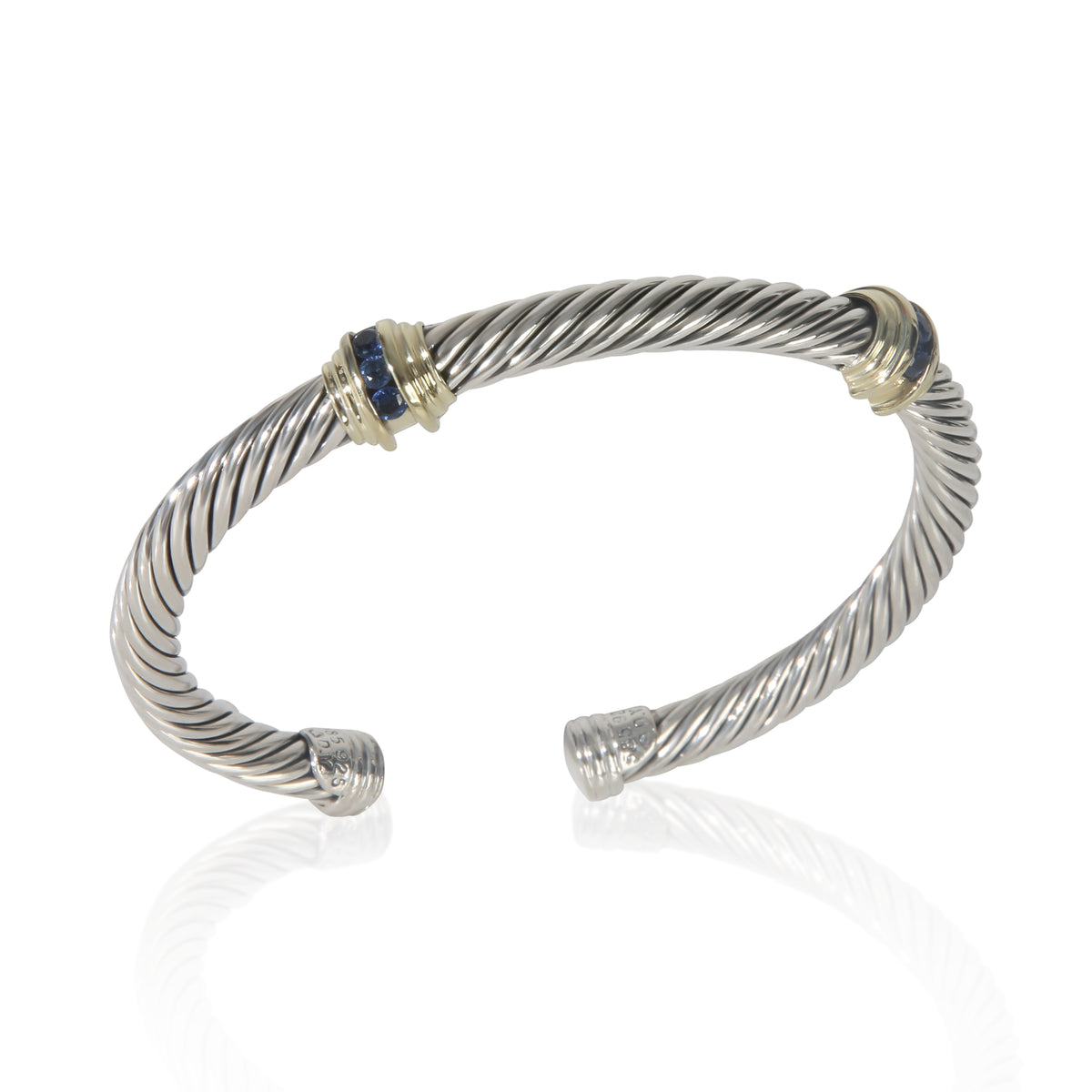 David Yurman Yellow Gold & Sterling Silver Sapphire Renaissance Station Bracelet bv