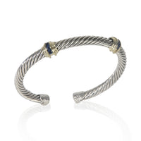 David Yurman Yellow Gold & Sterling Silver Sapphire Renaissance Station Bracelet bv