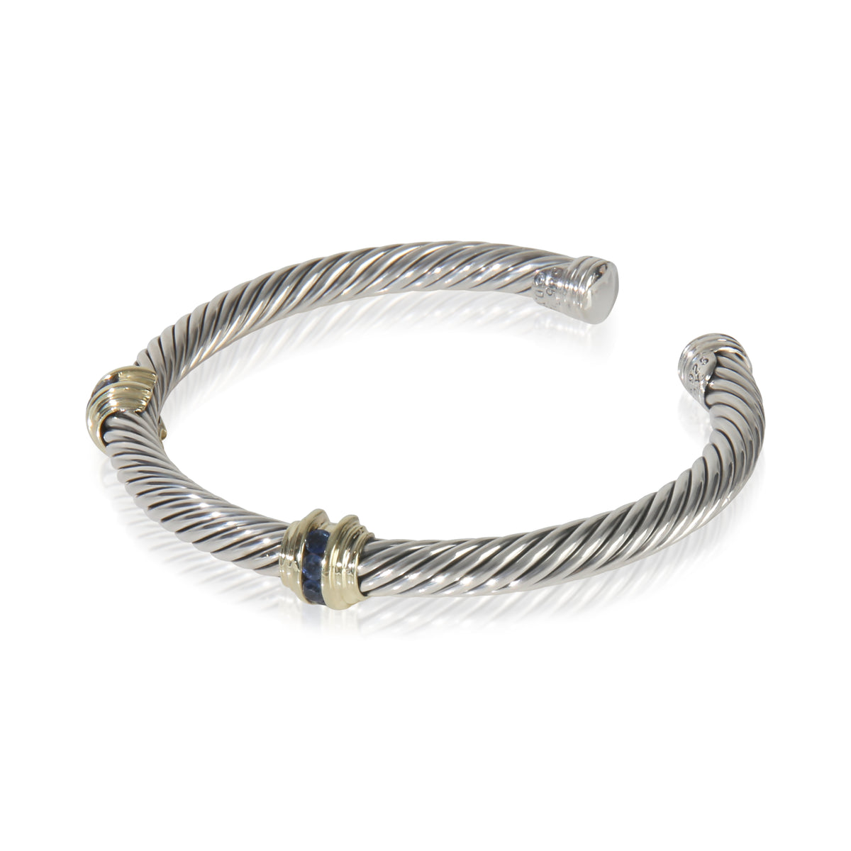 David Yurman Yellow Gold & Sterling Silver Sapphire Renaissance Station Bracelet sv