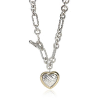 David Yurman Yellow Gold & Sterling Silver  Figaro Heart Charm Necklace fv