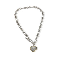 David Yurman Yellow Gold & Sterling Silver  Figaro Heart Charm Necklace pv