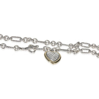 David Yurman Yellow Gold & Sterling Silver  Figaro Heart Charm Necklace sv