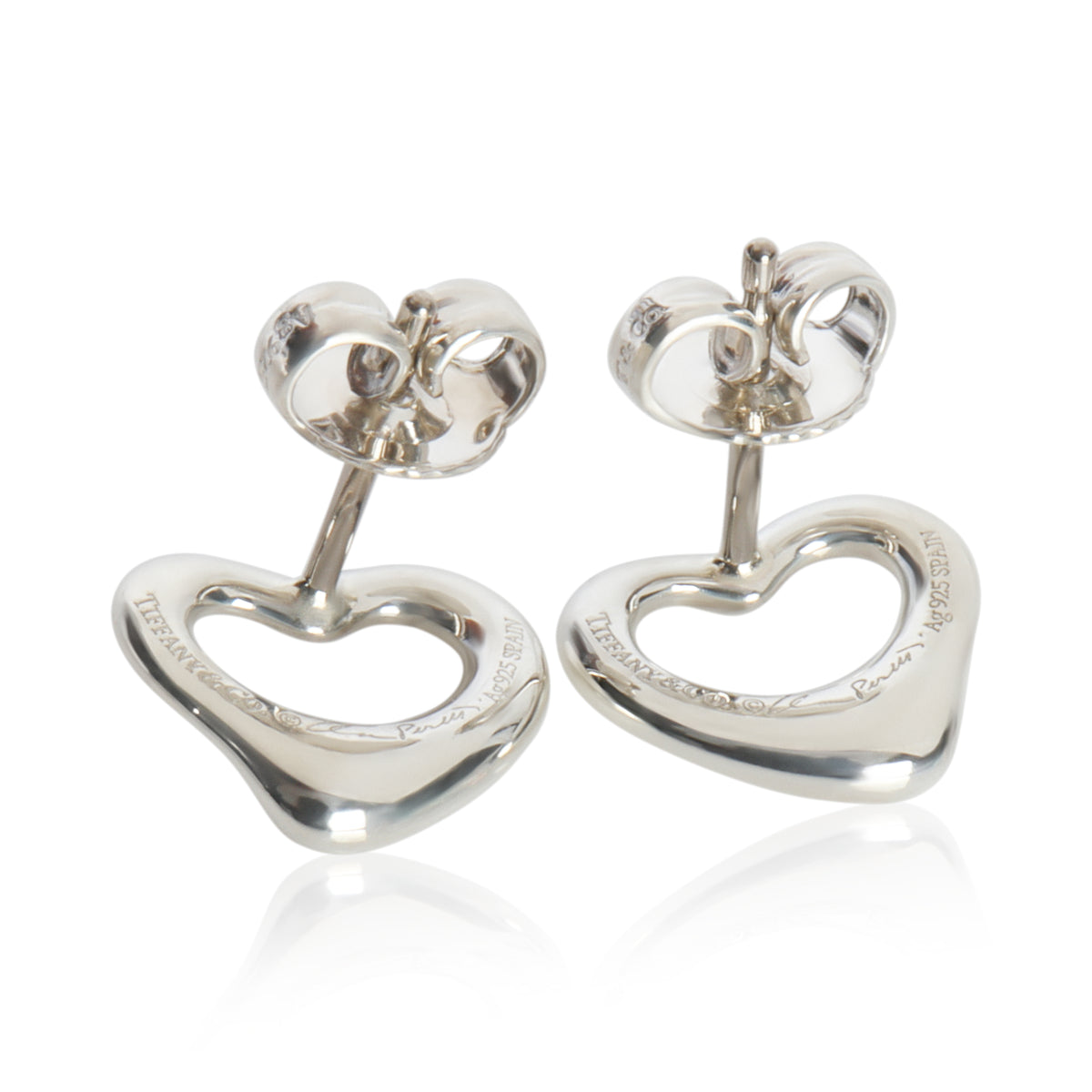 Tiffany & Co. Sterling Silver  Elsa Peretti Open Heart Earrings pv