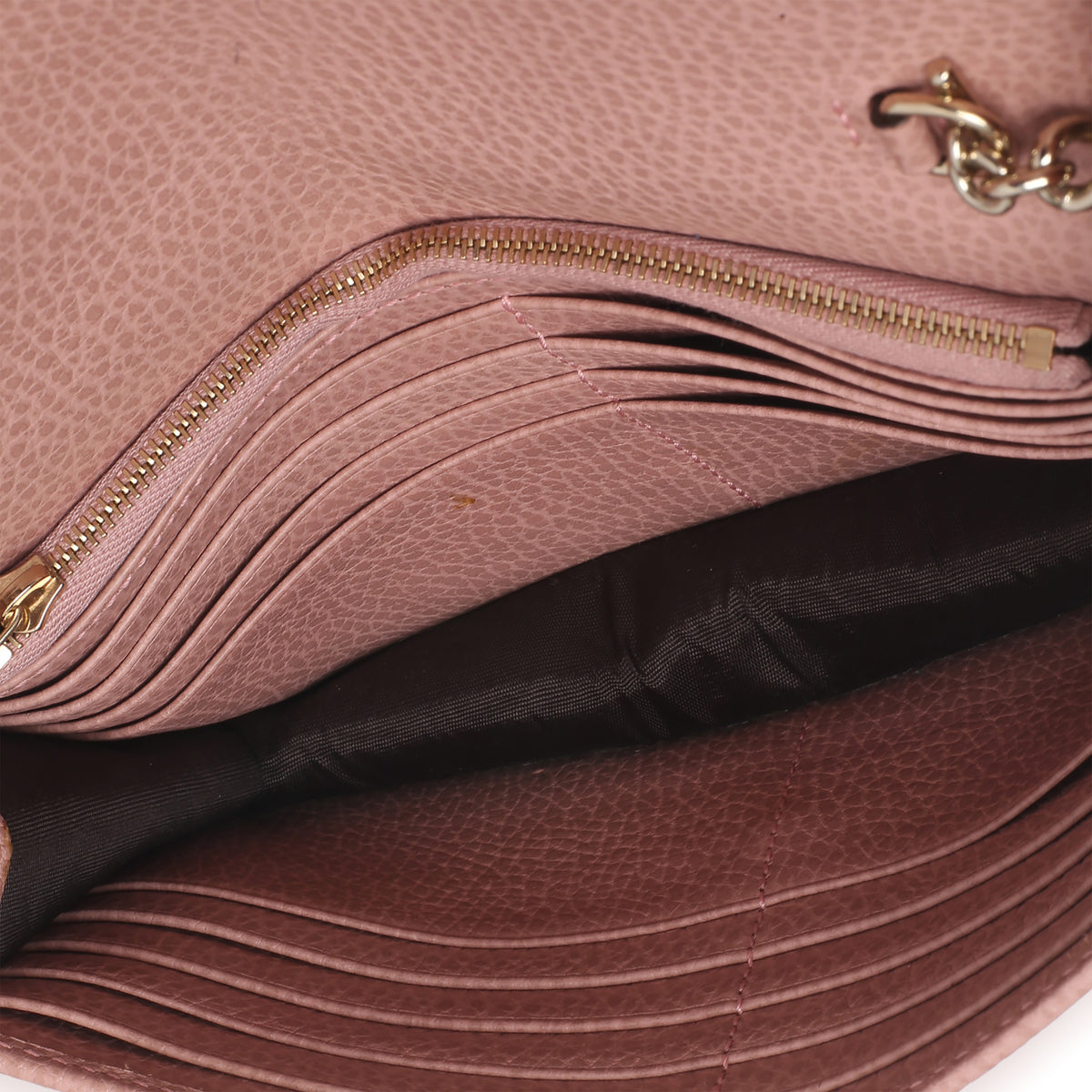 Gucci Pink Dollar Calfskin Interlocking G Wallet On Chain Handbag ad1