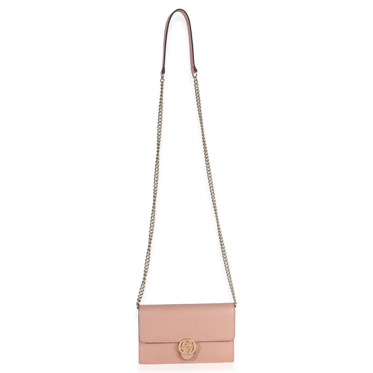Gucci Pink Dollar Calfskin Interlocking G Wallet On Chain Handbag av