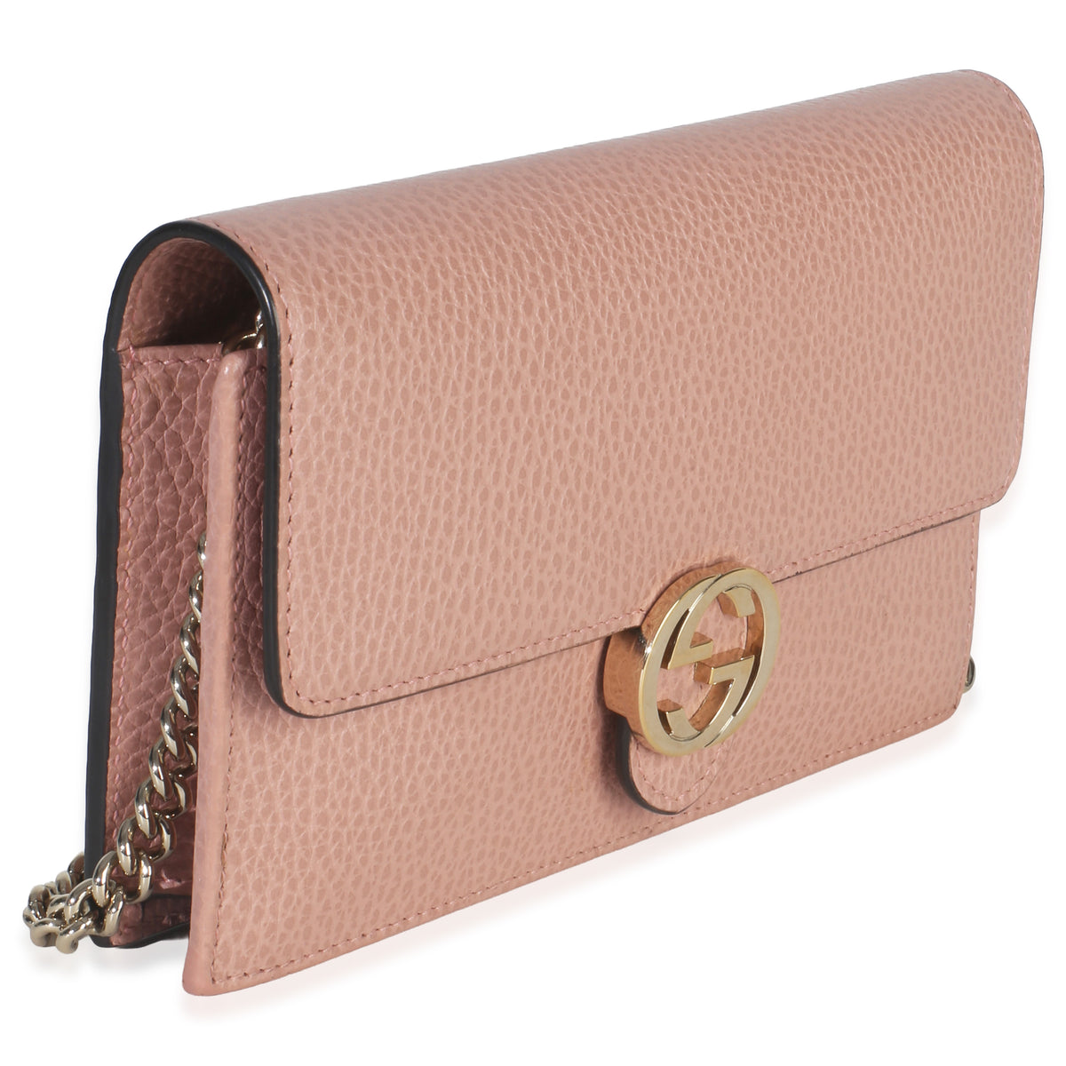 Gucci Pink Dollar Calfskin Interlocking G Wallet On Chain Handbag pv