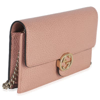 Gucci Pink Dollar Calfskin Interlocking G Wallet On Chain Handbag pv