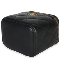 Chanel Black Quilted Lambskin Mini Pearl Crush Vanity Case Handbag box