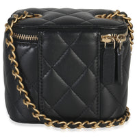 Chanel Black Quilted Lambskin Mini Pearl Crush Vanity Case Handbag bv
