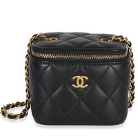 Chanel Black Quilted Lambskin Mini Pearl Crush Vanity Case Handbag fv
