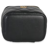 Chanel Black Quilted Lambskin Mini Pearl Crush Vanity Case Handbag stamp