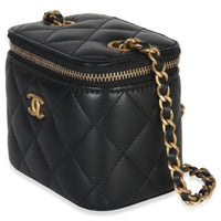 Chanel Black Quilted Lambskin Mini Pearl Crush Vanity Case Handbag sv