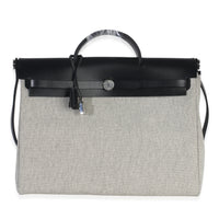 Hermès Vache Hunter Toile Ecru Black Herbag Zip Retourne Messenger 39 PHW Handbag fv