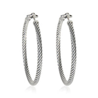 David Yurman Sterling Silver  Large Cable Hoop Earrings fv