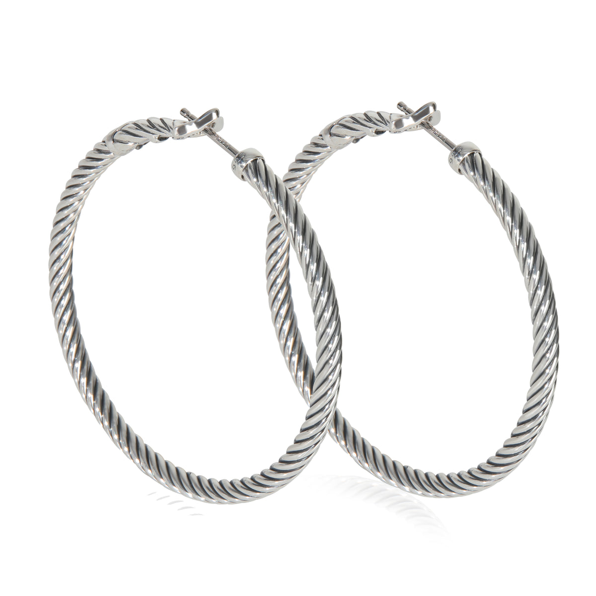 David Yurman Sterling Silver  Large Cable Hoop Earrings sv