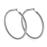 David Yurman Sterling Silver  Large Cable Hoop Earrings sv