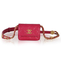 Chanel Pink Quilted Caviar Twist Your Buttons Belt Bag Handbag id